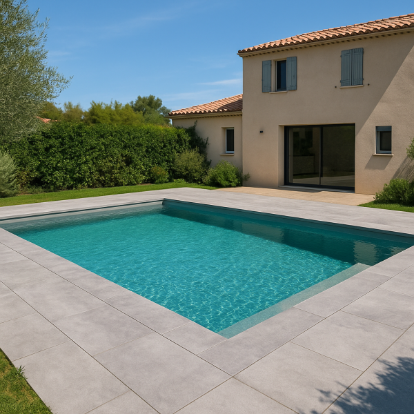 piscine sur mesure avec plage carreaux grand format aix en provence